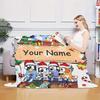 Customizable Name Flannel Blanket - Anime Dog Print Christmas All-Season, Machine Washable, Knitted Polyester, Cozy Warm