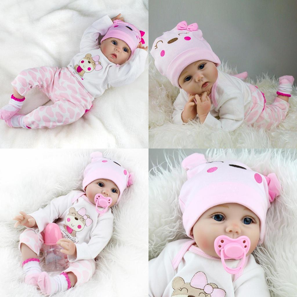 Realistic 22" Reborn Baby Doll In Soft Silicone Perfect For Xmas Gift And Collectors
