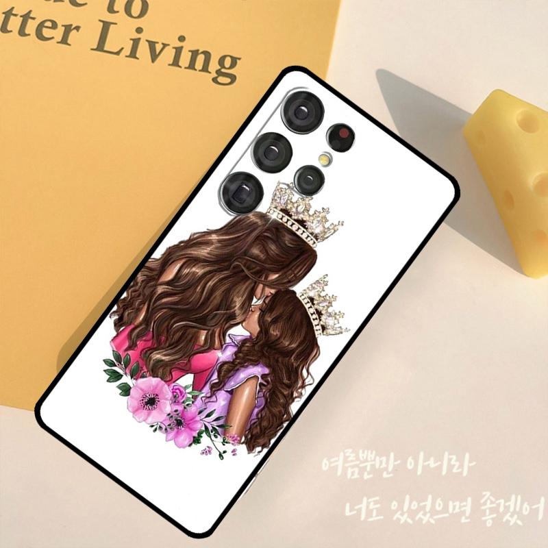 Baby Mother Brown Girl Family Phone Case For Samsung Galaxy S24 S25 Ultra S9 S10 S20 S22 S21 Plus S23 FE Back Cover Shell