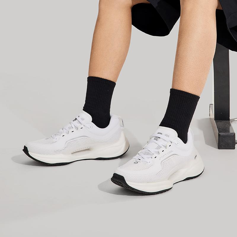 Li Ning Soft Cool Breathable Thick Sole Shock Absorbing Lightweight Casual Shoes Men sneakers White AGLU025-2