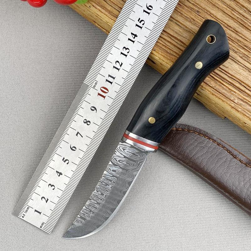 Kitchen Boning Knife Damascus Pattern Utility Knife Stainless Steel Barbecue Fishing Meat Cutting Tools with Sheath