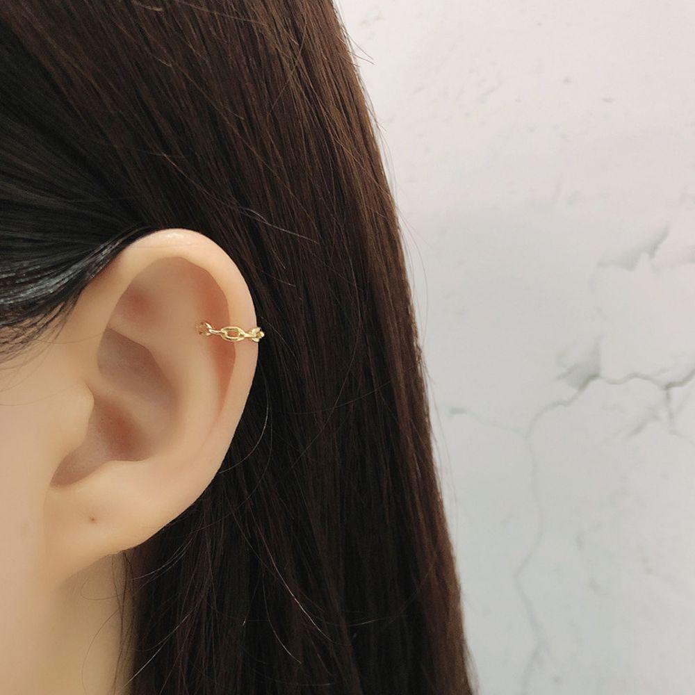 Boucles d'oreilles coréennes en chaîne métallique pour femmes, clip d'oreille, manchette d'oreille en cartilage, ensemble de boucles d'oreilles à clip