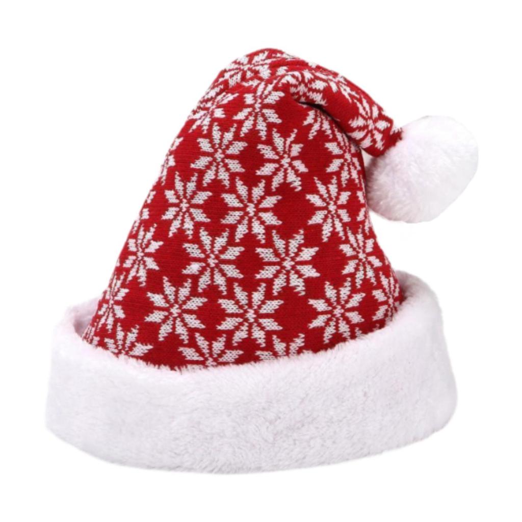 Christmas Hat Plush Xmas Cap Christmas Party Decorations Unisex Knitted Hat