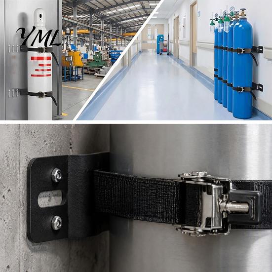 RV Propane Tank Mount Holder, Heavy Duty Steel Wall Mounted Gas Bottle Fixing Bracket, Cylinder Rack Adjustable Ratchet Strap And Screws Holder