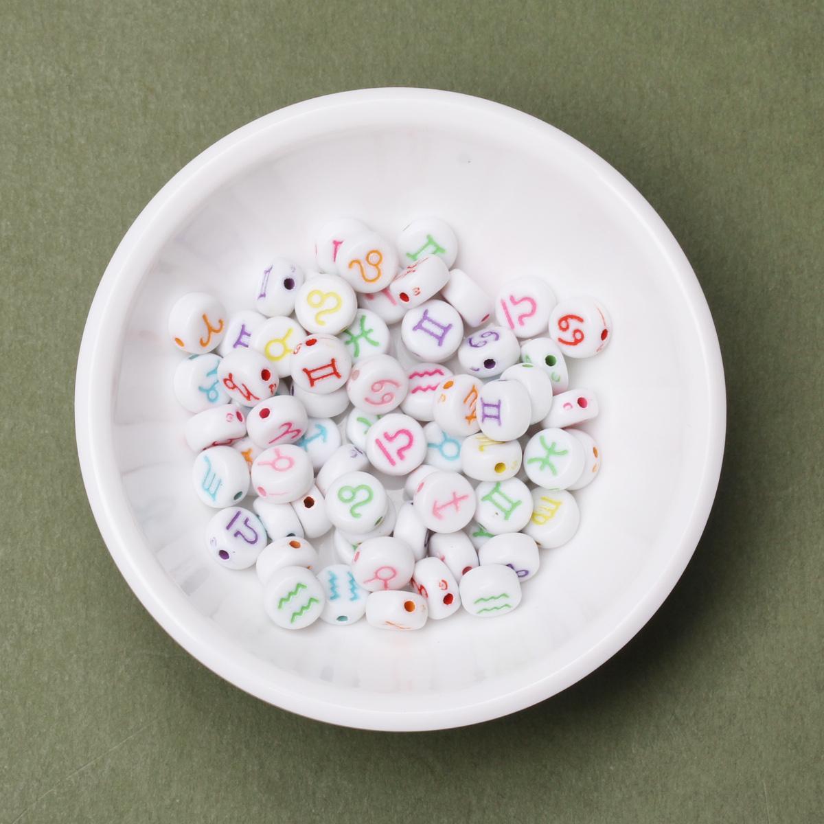 

Разделитель Двенадцать Созвездий Подарок На День Рождения Ручная работа Ремесло Многоцветный Браслет Ожерелье Принадлежности 40 Шт. 6,5 мм Для Изготовления Ювелирных Изделий Акриловые Бусины