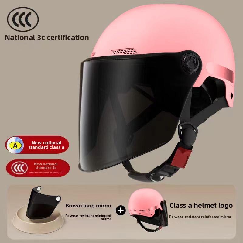 

Electric Motorcycle Sunscreen Men and Women Retro Half Helmet Four Seasons Universal Men and Women Battery Car Safety Helmet 27*23*17cm розовый