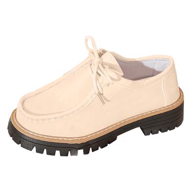 Dicke Sohle Schnürung Damen Loafer Modisch Und Lässig Wildleder Niedriger Schaft Runde Spitze Freizeitschuhe Lässige Business-Schuhe für Damen
