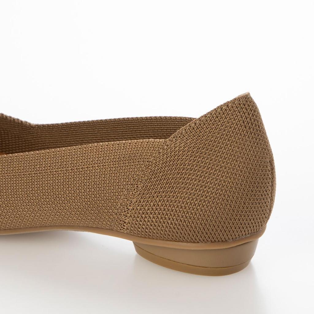 Evol Women's V-Cut Knit Low Heel Pointed Pumps, Dark Beige, Size 22.0 cm