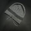 Retro Drawstring Stacking Hat Women's Fashion Autumn and Winter New Big Head Circumference Wool Hat Simple Warm Jacquard Knitted Hat