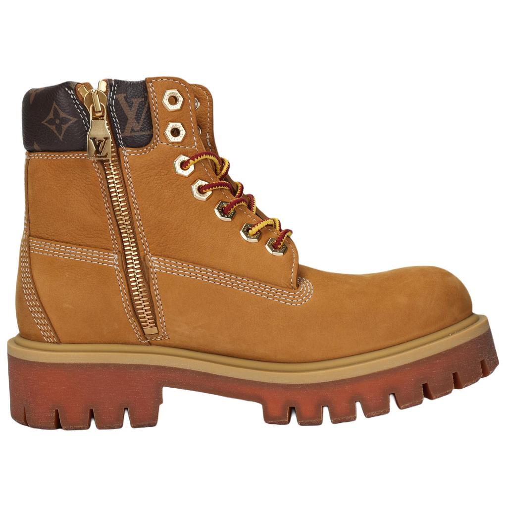 Timberland X LOUIS VUITTON Cow Leather Short Combat Boots Men's Brown 1AD74X