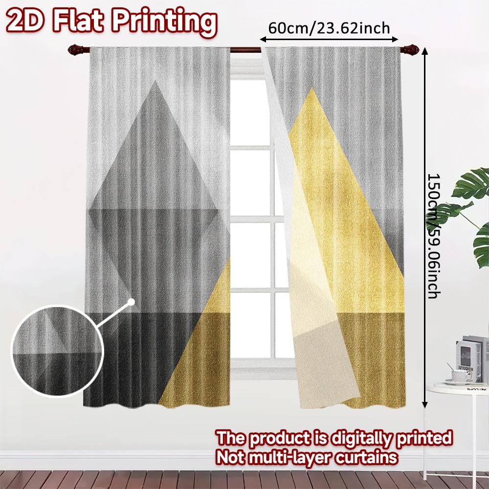 Flat Printing Curtains Without Rod Golden Triangle Abstract Valentine Is Day Festival Versatile Curtain Set Of 2 Minimalist Made Polyester Washable