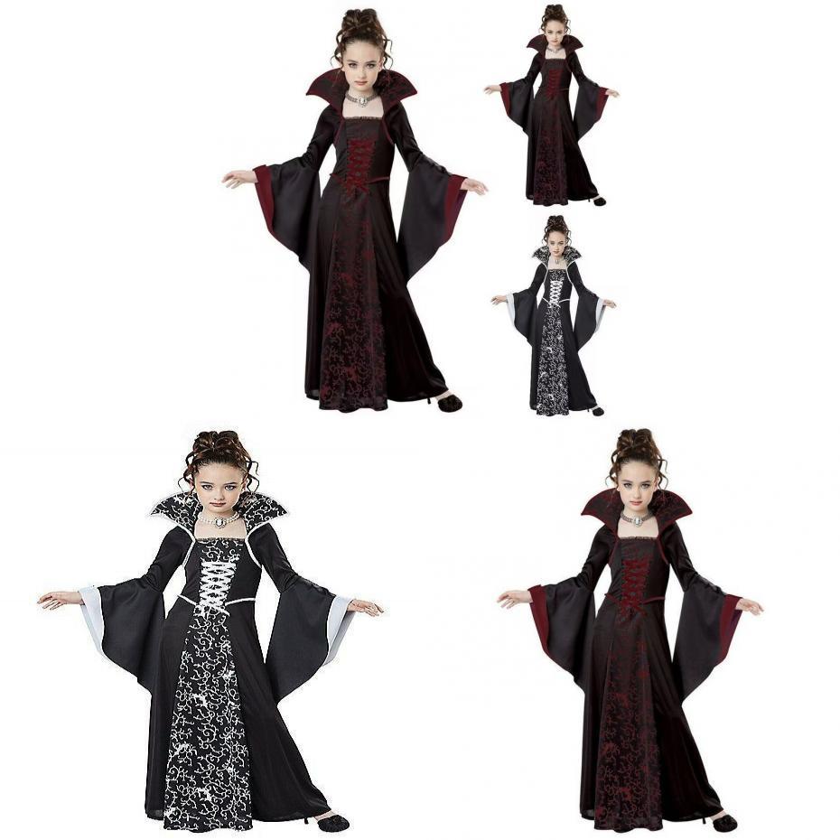 Halloween Witch Costume For Girls With Vintage Dress And Stripe Details For Kids Age 3 To 8