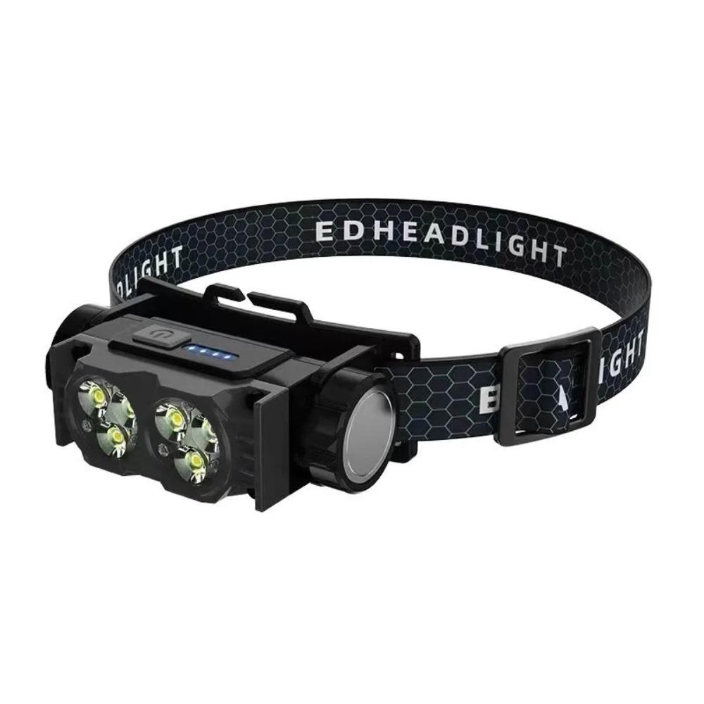 USB Rechargeable LED Work Headlamp with Battery Indicator Hands Free Magnetic Design Adjustable Angle Headlight for Fishing Camping