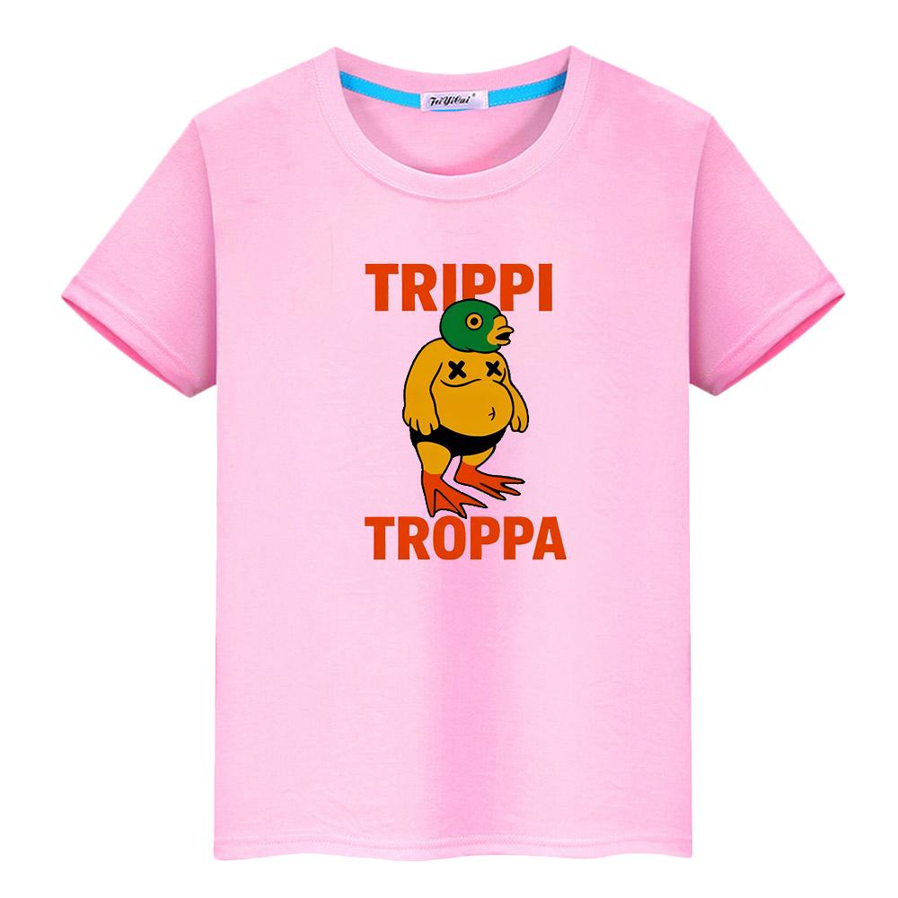 Italian Brainrot print cartoon100%Cotton Tees t shirt for kids boy 10years Anime Short  Tops kids clothes girls y2k one piece
