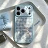 Plaid Blue Floral Suitable for Mobile Phone Case Niche Apple 17 Protective Case 15pro Female iPhone16/17Promax