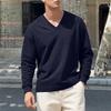 Spring Autumn Soild Color Jacquard V Neck Sweatshirt Knit Pullover Men's Casual Sweatshirts Long Sleeved Tops Sportwear