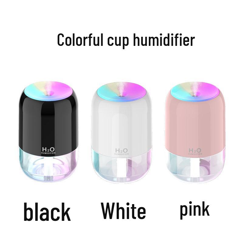 USB Mini Humidifier for Bedroom, Home, Car & Desk with Large Mist Output & Colorful Light