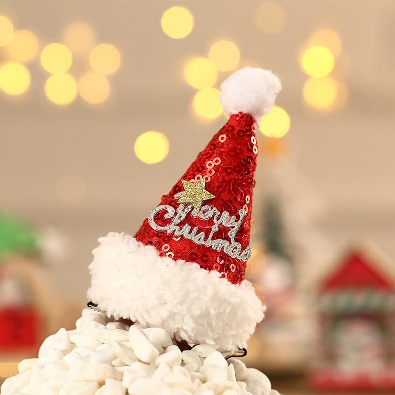 Christmas Plush Santa Hat Hair Clips - Cute Cartoon Decorations for Adults & Kids