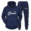 Men's and women's sportswear sets, hooded sweatshirts and pants, king and queen printed streetwear