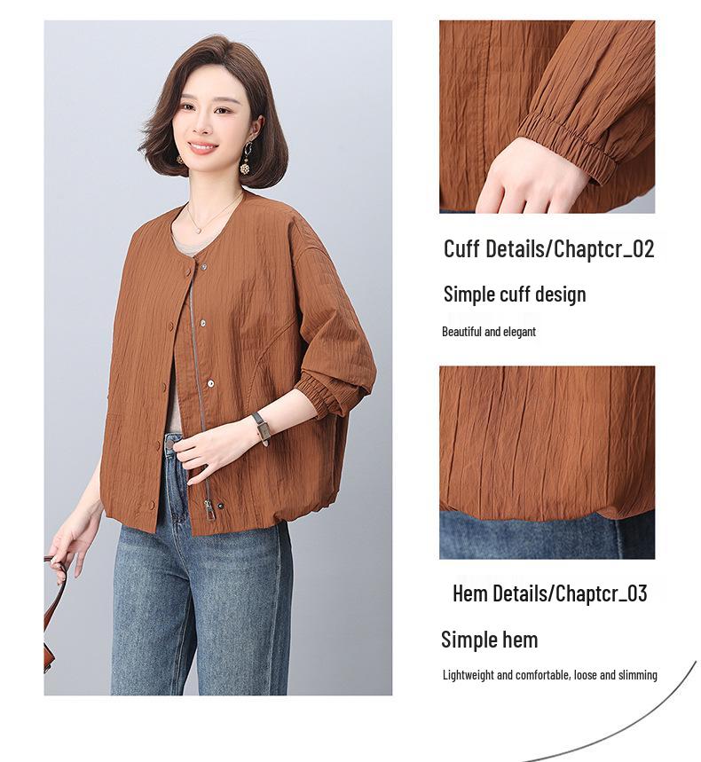 Casual Loose-Fit Jacket for Middle-Aged Women - 2025 Spring/Autumn Fashion Style