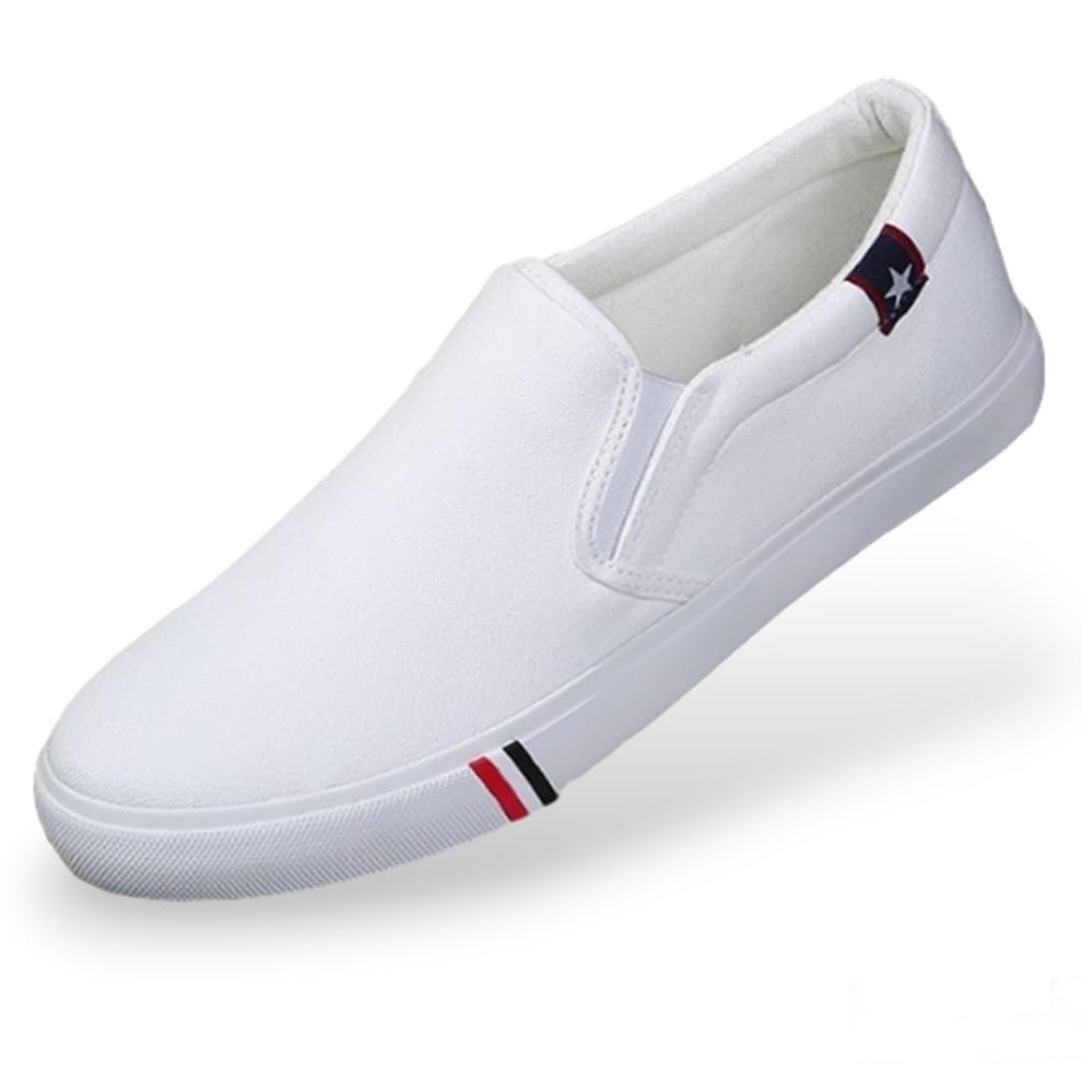 

Manantiaar Men s Sneakers, Boat Shoes, White, Size 26.5, Lightweight Slip-On, Rubber Sole