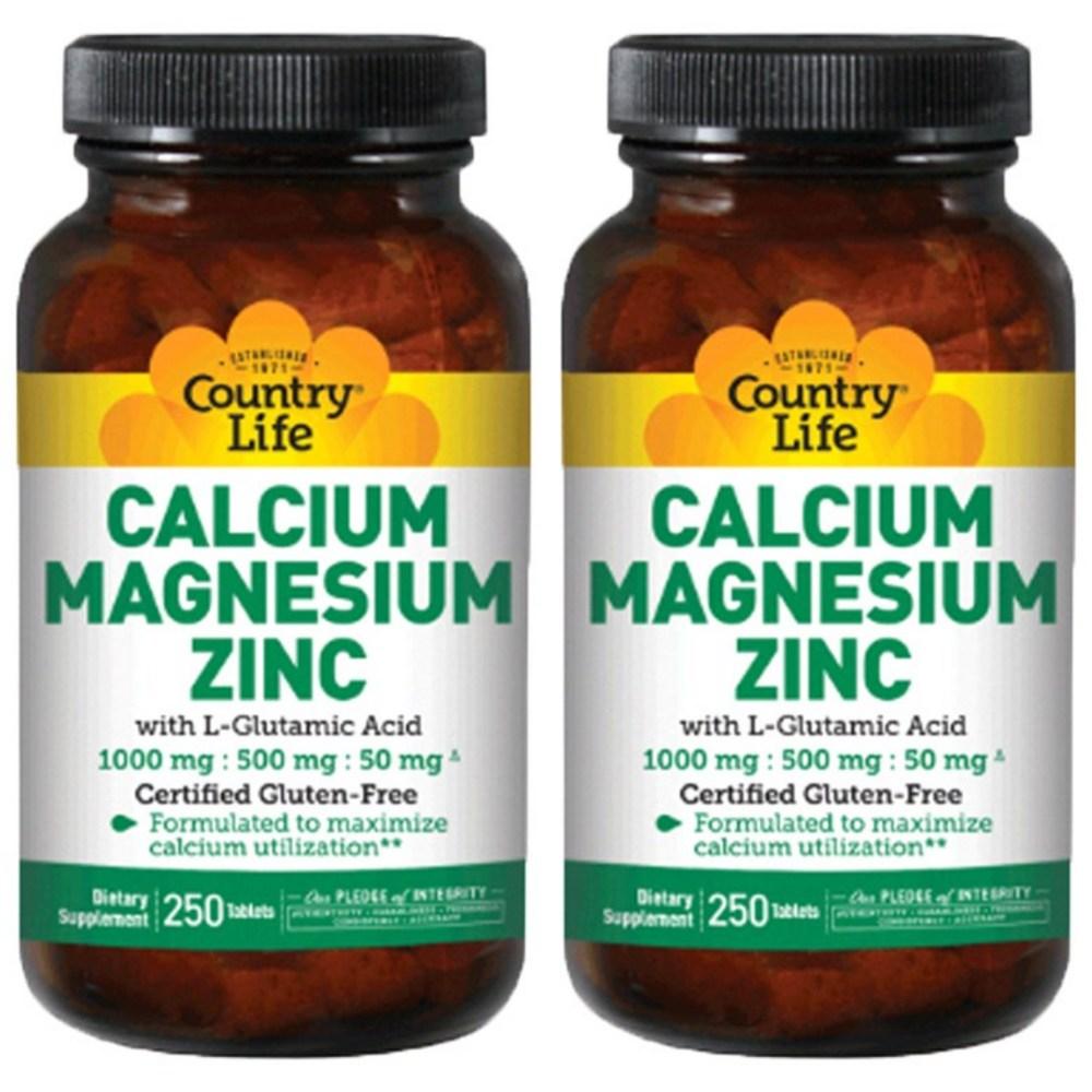 Country Life Calcium Magnesium Zinc 1000mg : 500mg : 50mg Tablets 250 Tablets 2 pcs