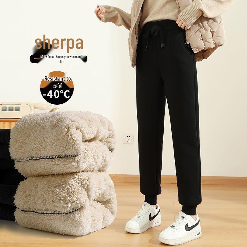 Lambswool Velvet-Lined Winter Joggers - Thick, Loose-Fit Casual Sweatpants for Autumn/Winter