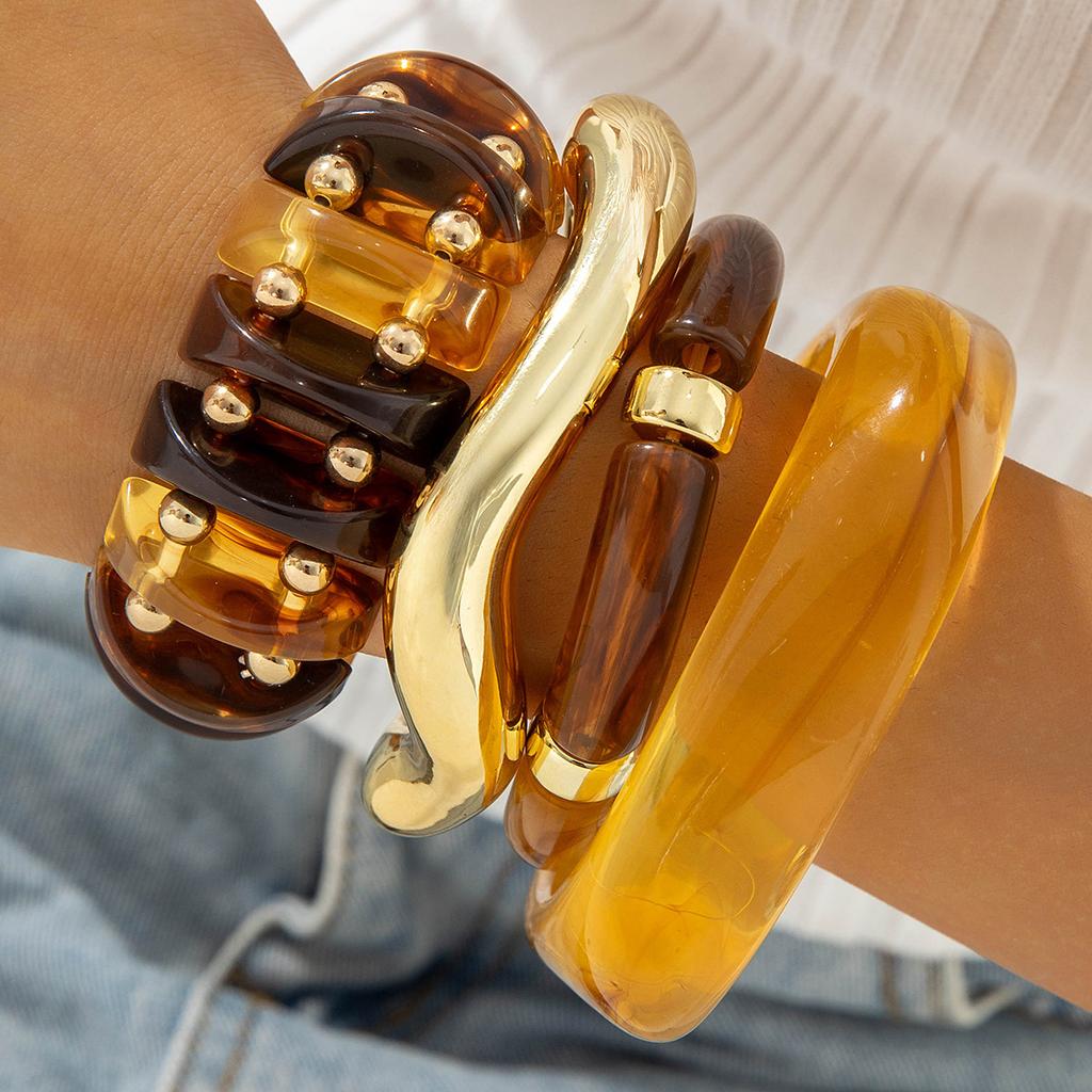 Retro Resin Exaggerated Beaded Bracelet, Temperament Versatile Acrylic Bracelet Wholesale