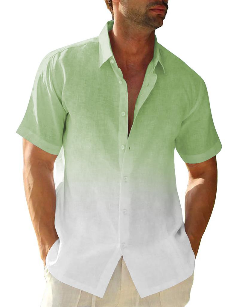 Men'S Summer Short-Sleeved Shirt Interface Color 3D Printing Trend Casual Lapel Shirt