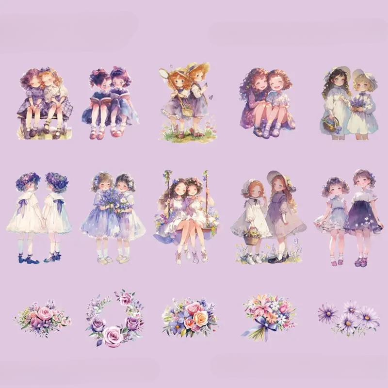 30pcs Romantic Fashionable and Cute Girl Theme Pattern PET Waterproof and Wear-resistant Collage DIY Stationery Cups Stickers