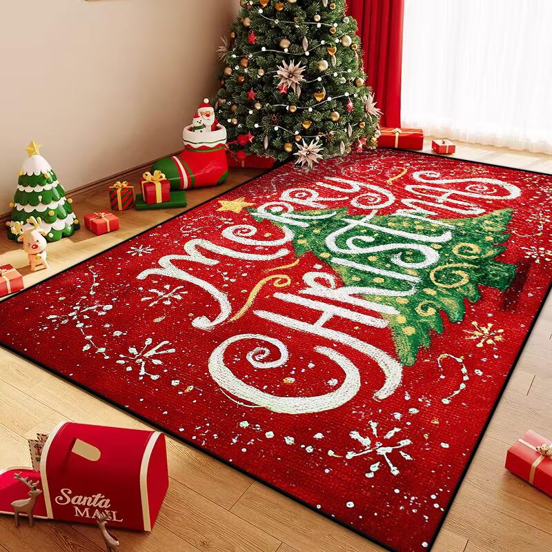 Christmas Collection Red Children's Room Decoration Carpet Non-slip Big Size Carpet Living Room Soft Easy Clean Sofa Table Mat