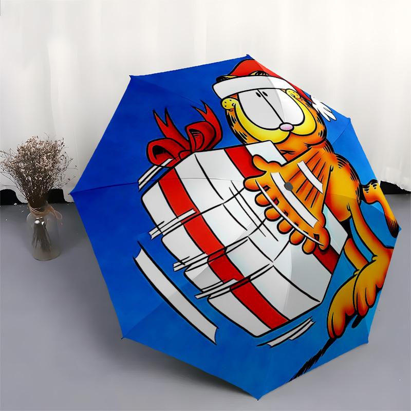 1pc Garfield Christmas Edition Automatic Opening Umbrella, Portable Three-Fold Design, 8-Bone Iron Frame Outdoor Umbrella, Perfect Holiday Gift for Fa