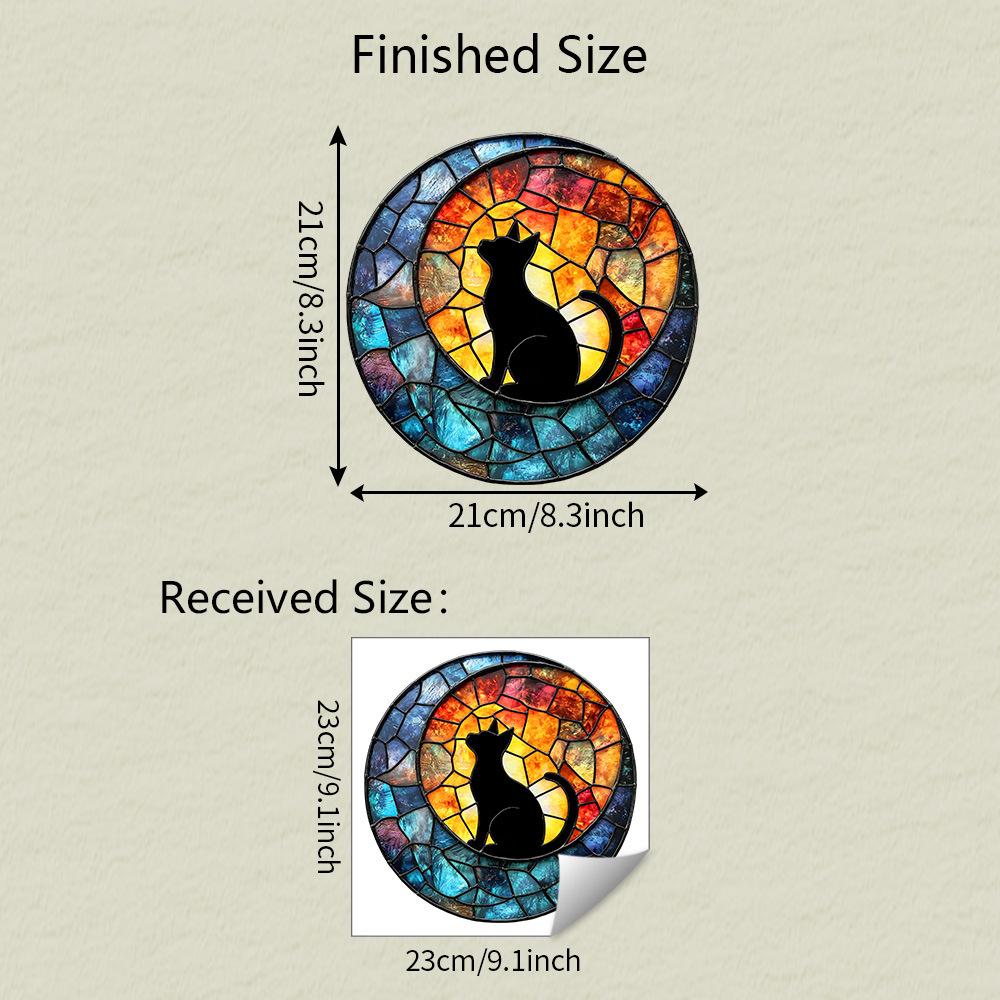 

Fun-JD056 Креативная круглая черная кошка Балкон Стеклянное окно Украшение для дома Электростатическая УФ наклейка на окно