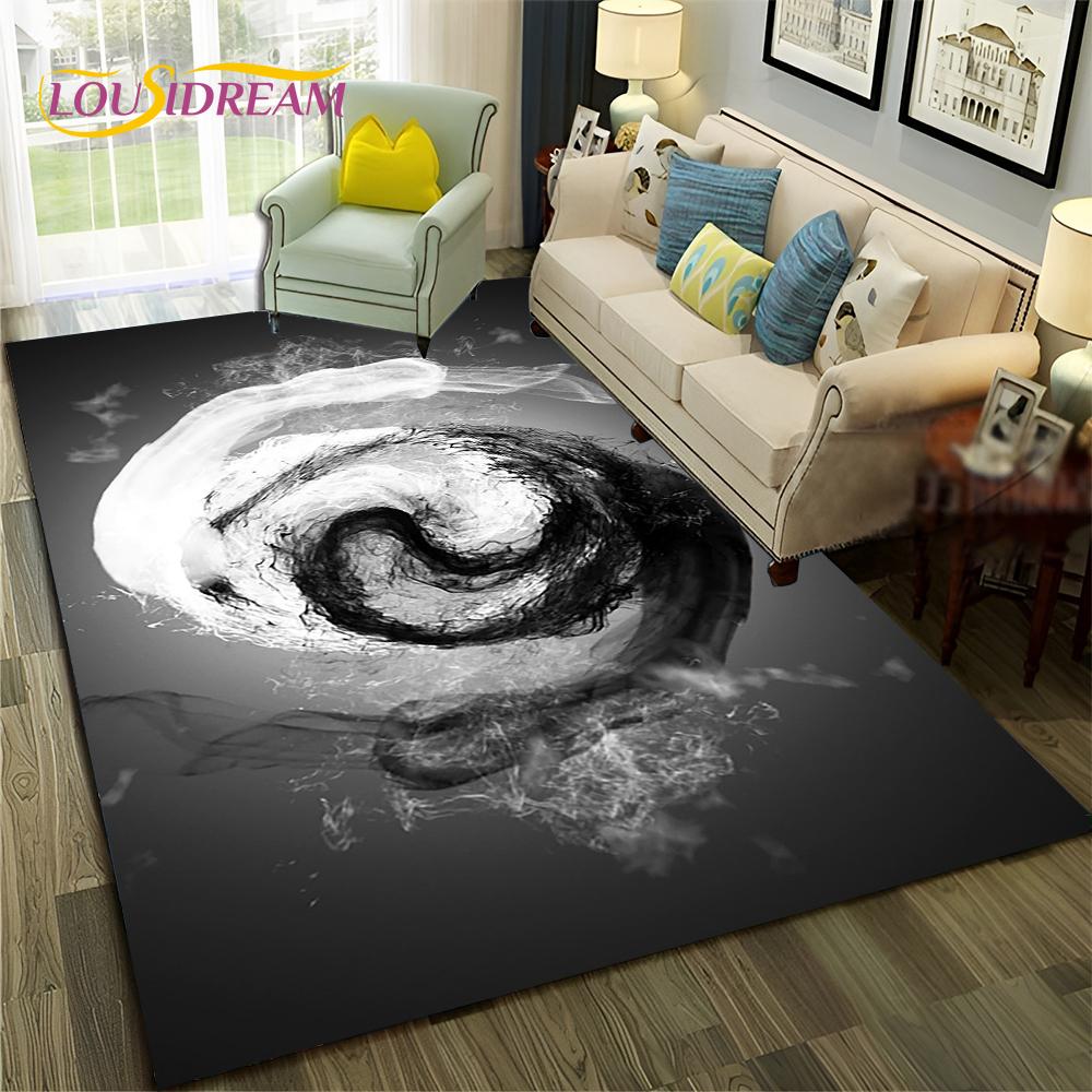 Chinese Bagua Yin Yang 3D Tai Chi Carpet Rug for Home Living Room Bedroom Sofa Doormat Decor,Child Area Rug Non-slip Floor Mat