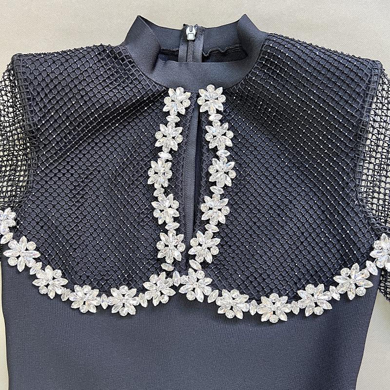 European-American Rhinestone Patchwork Luxury Party Dress