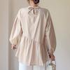 Spring and Autumn Women's Shirt Design Sense Solid Color Loose Irregular Pure Cotton Women's Shirt