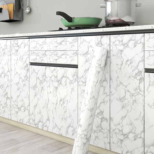 Thickened Waterproof Oilproof Self-Adhesive Marble Vinyl Film Kitchen Cabinet Door Decorative Cover Furniture Renovation Sticker
