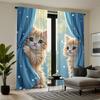 Set Of 2 Adorable Ginger Cat Print Curtains Easy Hang Living Room Bedroom Made Polyester Machine Washable Sitting Window Treatment