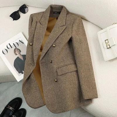 Yüksek Kaliteli Takım Ceket Kadın Sonbahar Kış Kelime Desenli Blazer Ceket Kadın Mizaç Havalı Tasarım Eşsiz Bayanlar