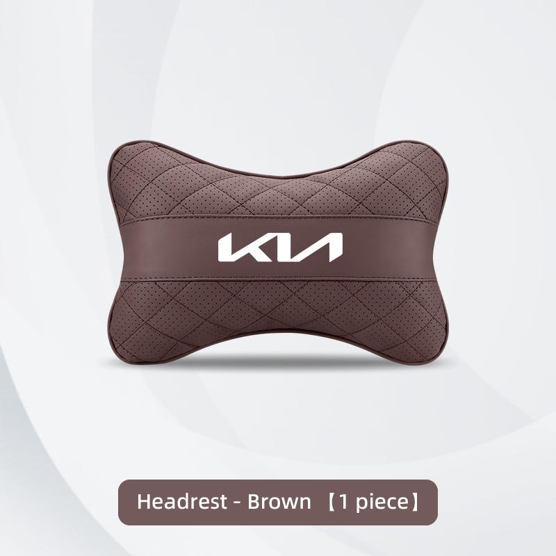 Car Seat Neck Pillow Leather Headrest Lumbar Waist Support Mat For KIA EV6 Stinger RIO Sorento Picanto Ceed Borrego Syros K4 K5