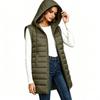 Women's Casual Long Hooded Sleeveless Quilted Vest