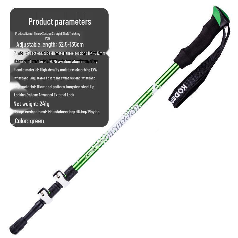 Ultralight Carbon Fiber Three-Section Trekking Poles with External Lock for Hiking and Walking