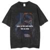 Game Leon S Kennedy Portrait Printed Short Sleeve T Shirt  Harajuku Summer Vintage Wash Cotton Mens Loose Round Clothing