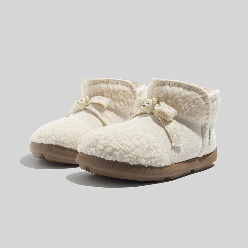 

Belle lamb wool cotton shoes bear bow sweet student snow boots winter warm shoes 38