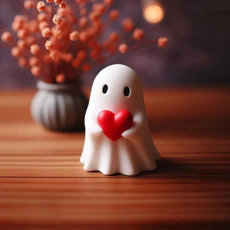 Middle Finger Ghost Statue Cute Small Scary Figurine Halloween Home Decorations Coffee Table Centerpiece Shelf Decoration