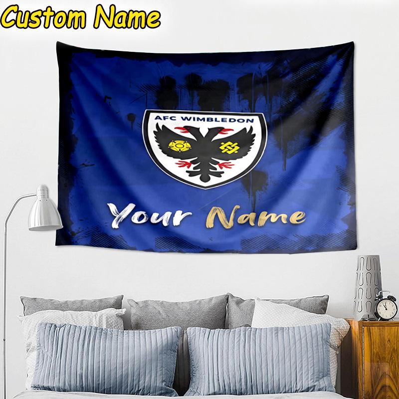 Custom Name Afc Wimbledon Crest Tapestry Room Decoration Wall Hanging for Living Room Bedroom, dormitory, Birthday and Christmas gifts