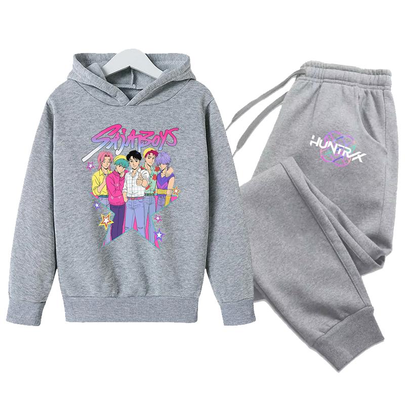 Y2K Hoodies+Hosen Sportsets KPop Dämonenjäger Koreanischer Stil Kinder Kapuzenanzug KPop Dämonenjäger Bedruckte Kinderbekleidung