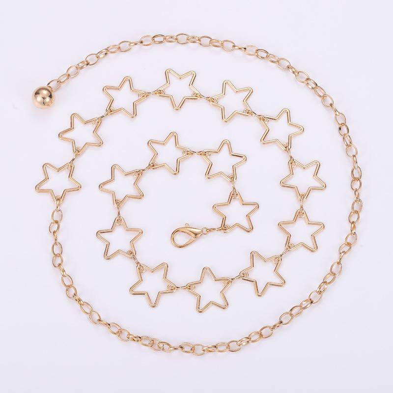 

Женская поясная цепь Mary - универсальный модный полый пояс-акцент со звездой для платья и рубашки золотой