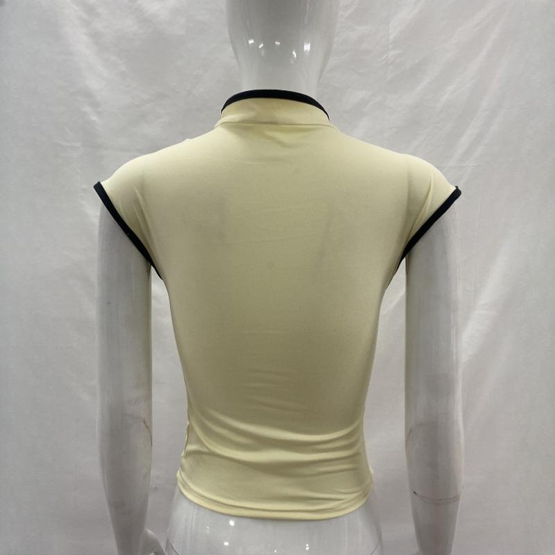European and American Summer Retro Chinese Style Niche Buckle Women's Slim Fit Cheongsam Collar Top