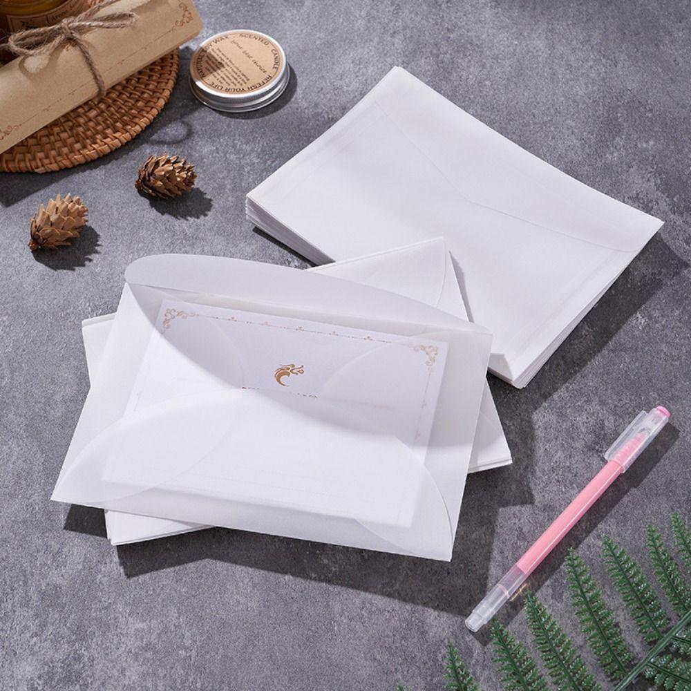 50Pcs/Pack Simple Transparent Paper Bag Semi-Transparent Matte Frosted Envelopes  For Postcards